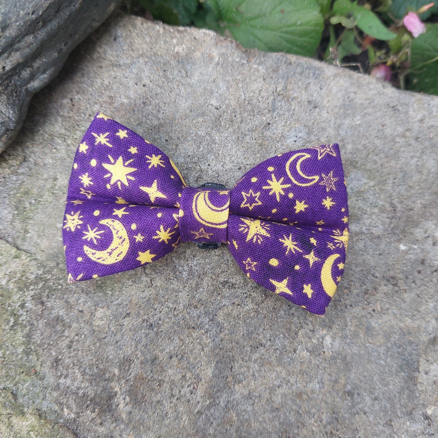 Moonlight Cat Bow Tie - Purple and Gold