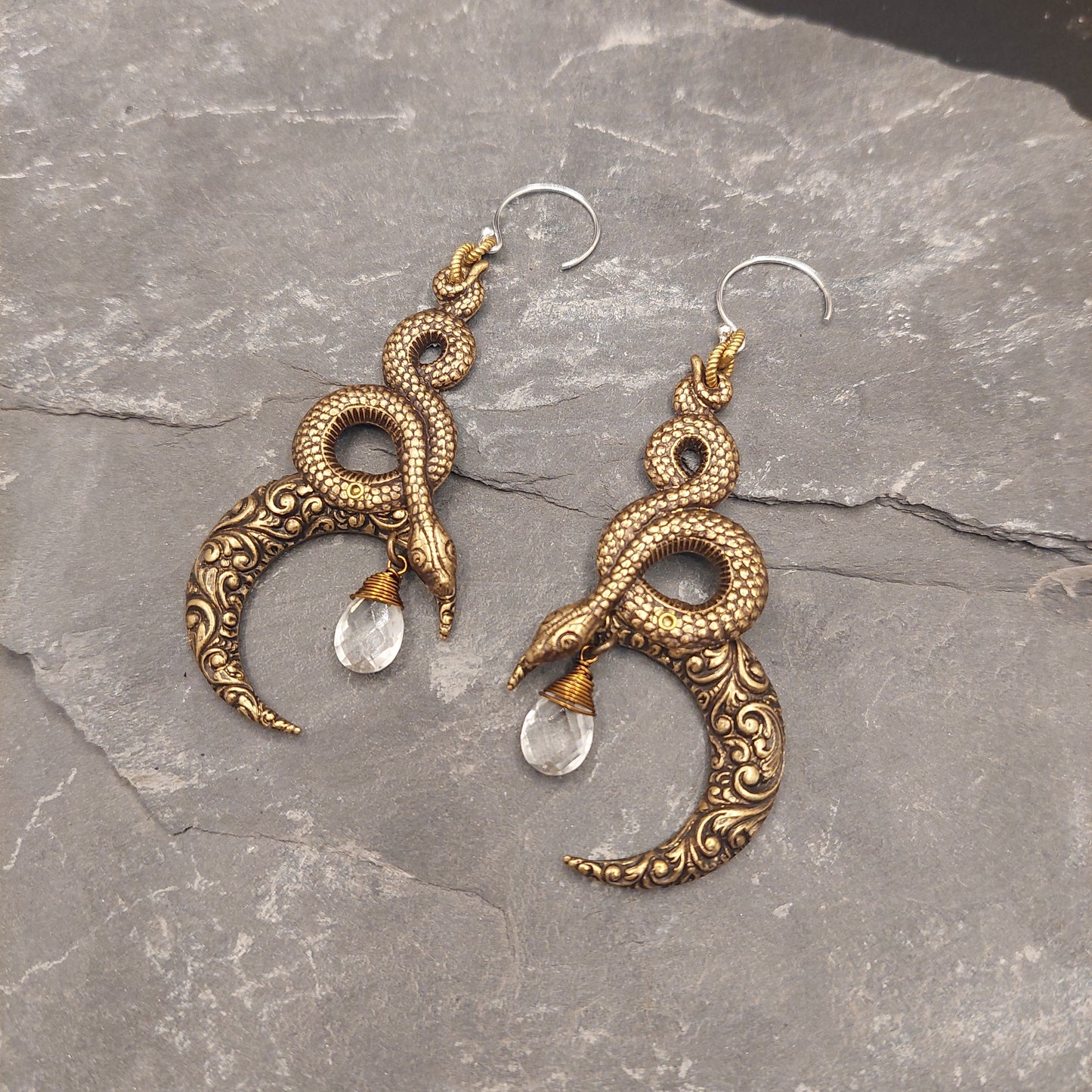 Moon of Ishtar Earrings with Quartz