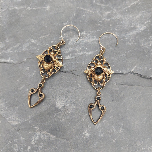 Cathedral Bee Earrings with Black Onyx